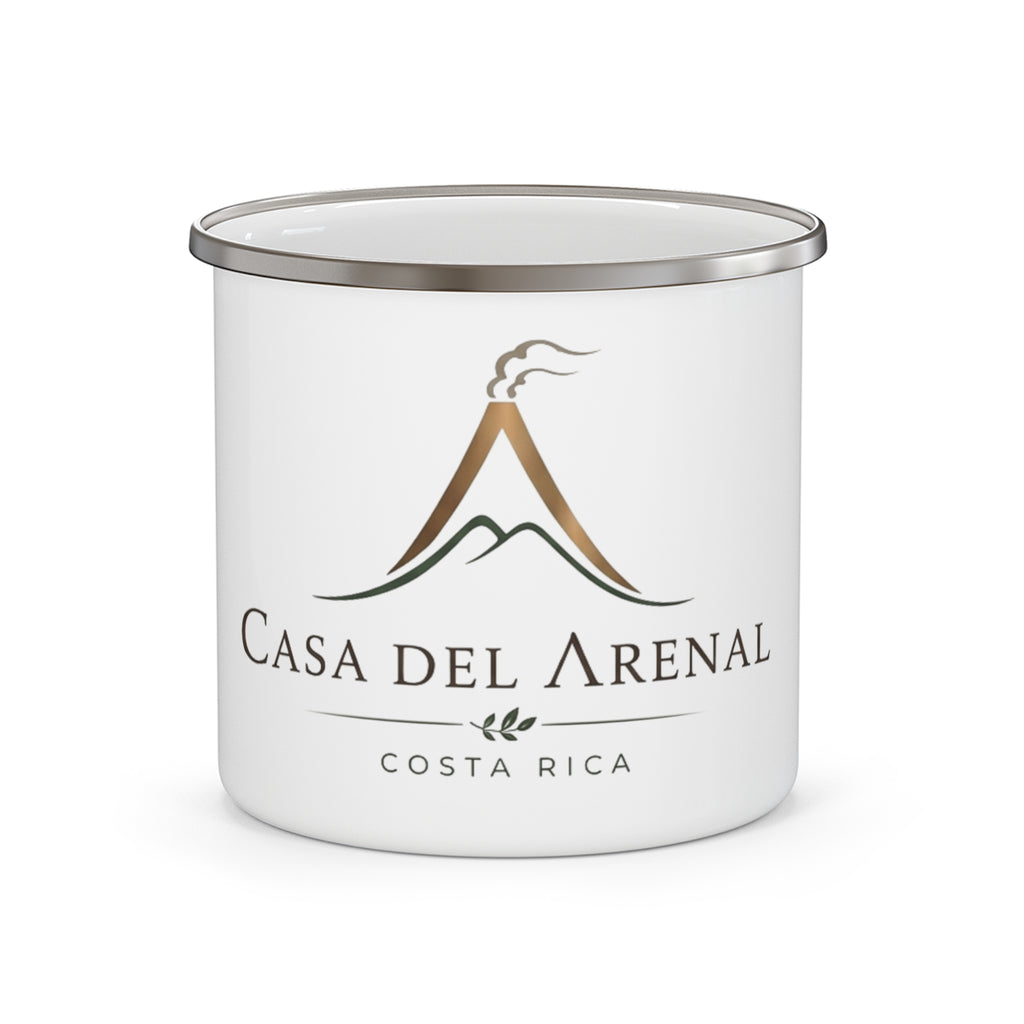 Casa del Arenal Costa Rica Enamel Camping Mug — Volcano Logo Travel Cup