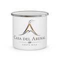 Casa del Arenal Costa Rica Enamel Camping Mug — Volcano Logo Travel Cup