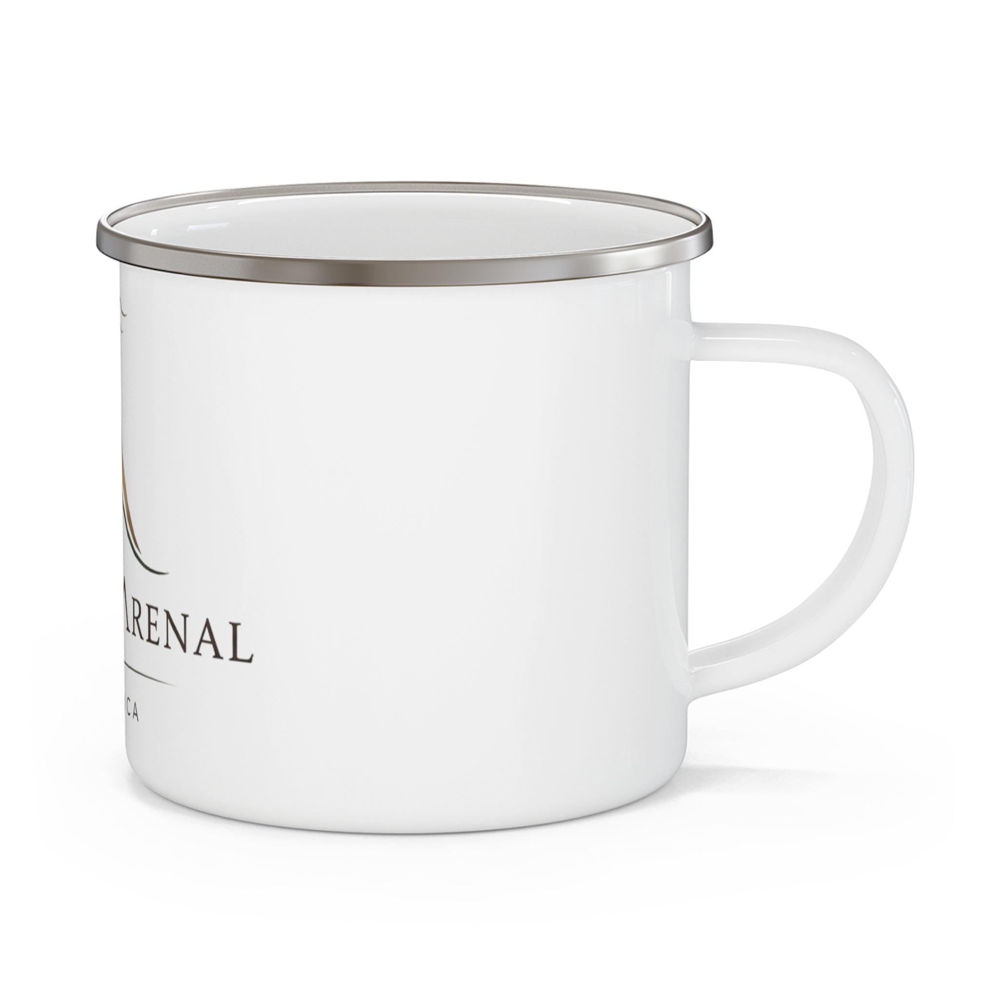 Casa del Arenal Costa Rica Enamel Camping Mug — Volcano Logo Travel Cup