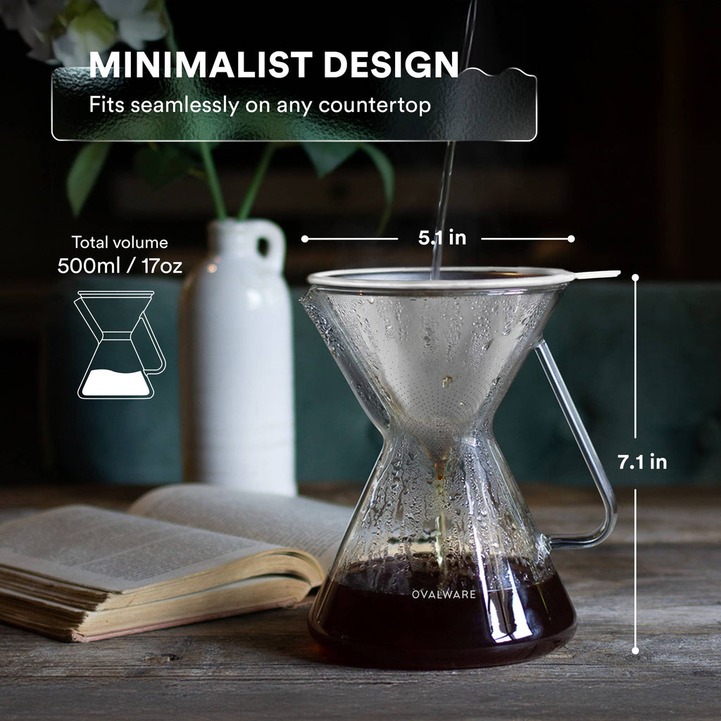 Pour Over Coffee Maker Set - 500ml / 17oz for Home Brewing