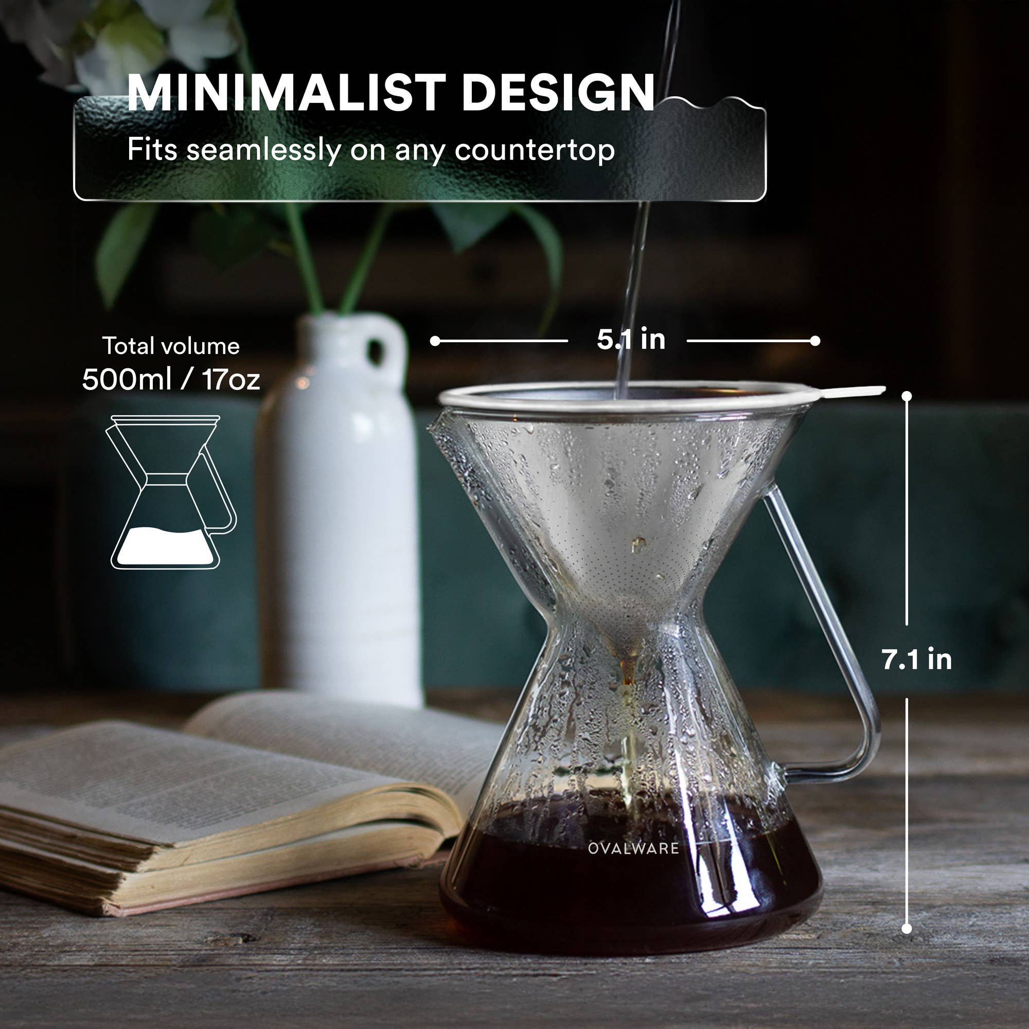 Pour Over Coffee Maker Set - 500ml / 17oz for Home Brewing