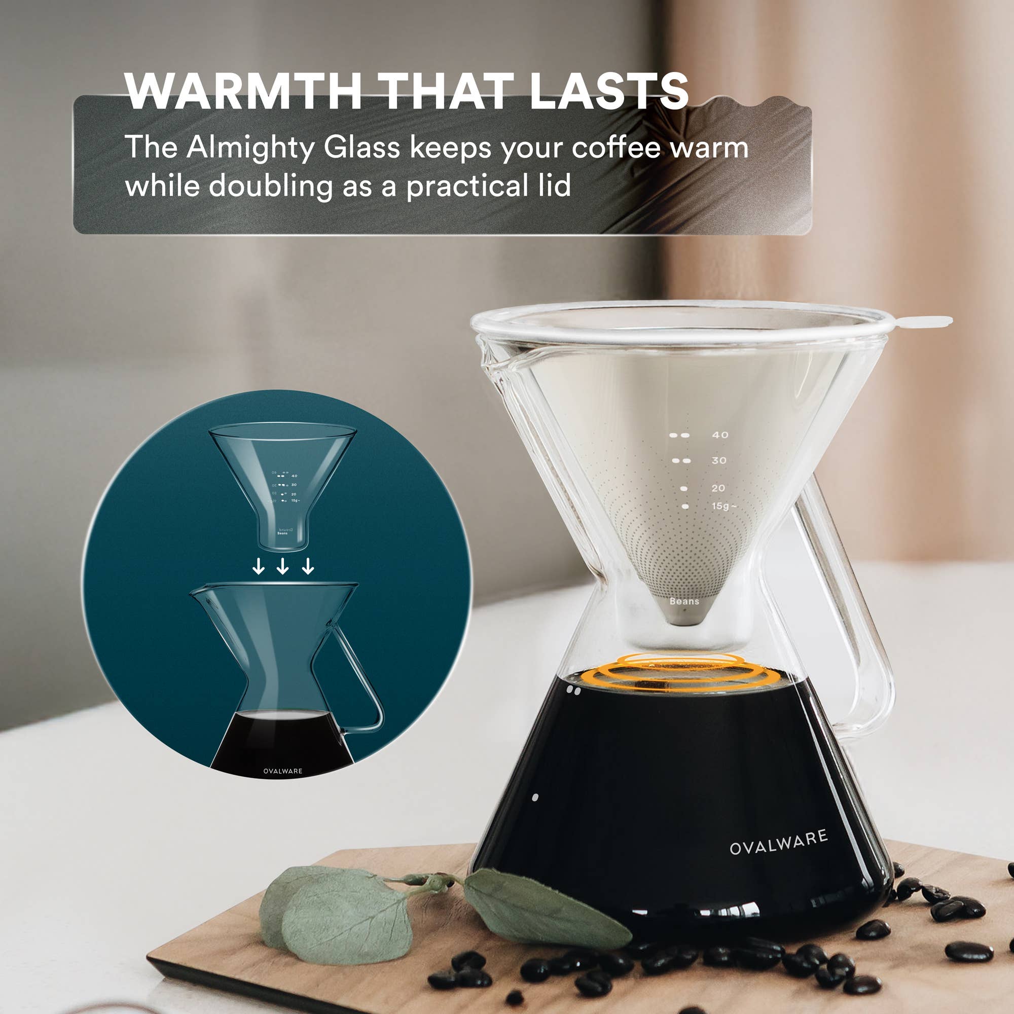 Pour Over Coffee Maker Set - 500ml / 17oz for Home Brewing