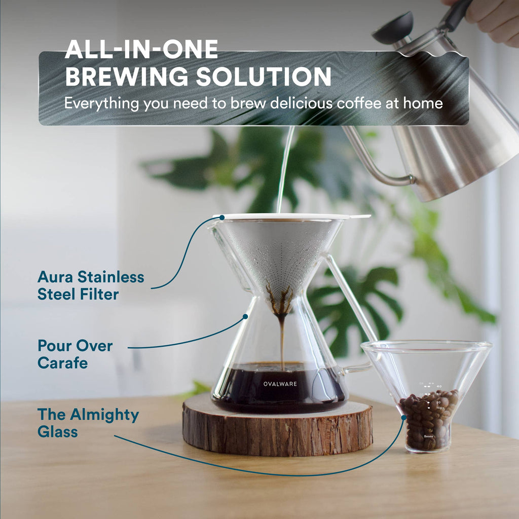 Pour Over Coffee Maker Set - 500ml / 17oz for Home Brewing